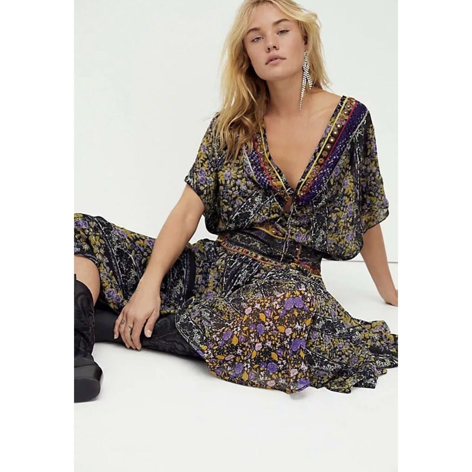 New Free People Furnished Floral Maxi Dress Size 0